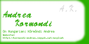andrea kormondi business card